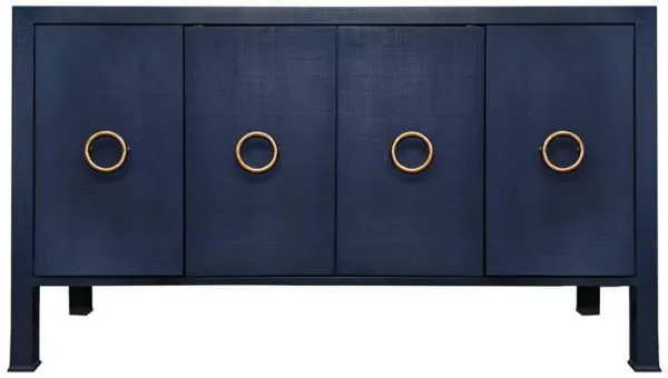 Worlds Away Rue Mid Century Modern Blue Linen Buffet