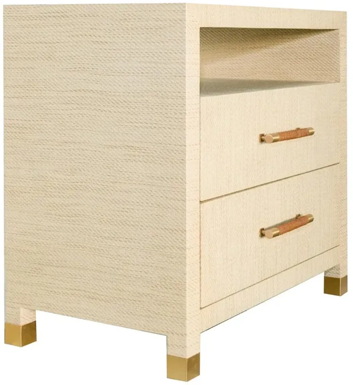 Worlds Away Hancock Modern Classic Natural Grasscloth Side Table