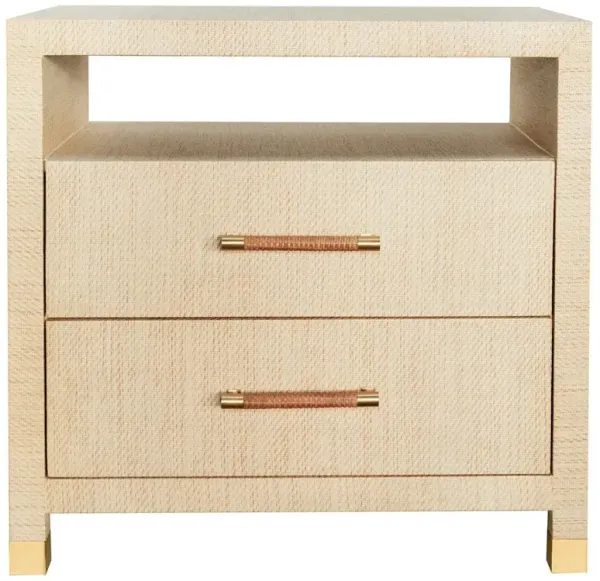 Worlds Away Hancock Modern Classic Natural Grasscloth Side Table