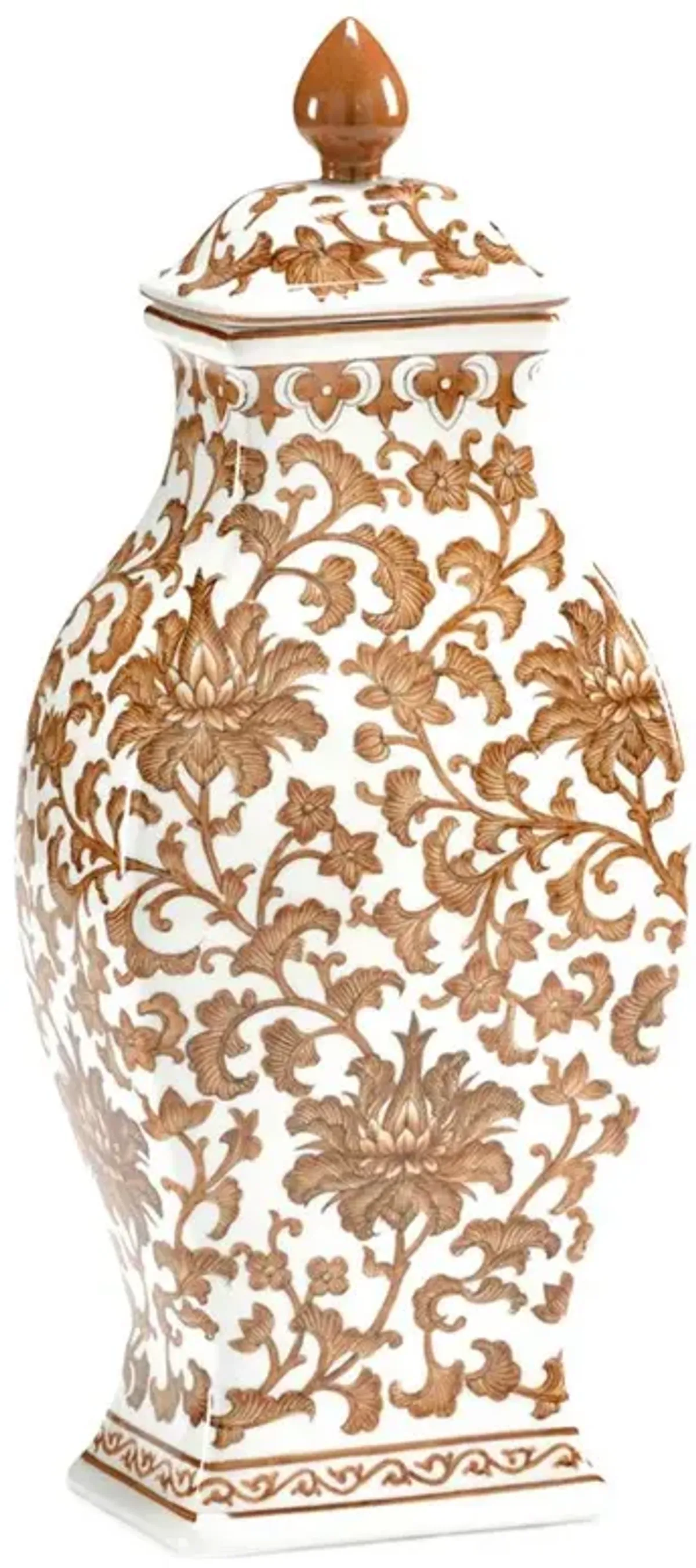 Ysabella French Country Brown Porcelain Covered Vase