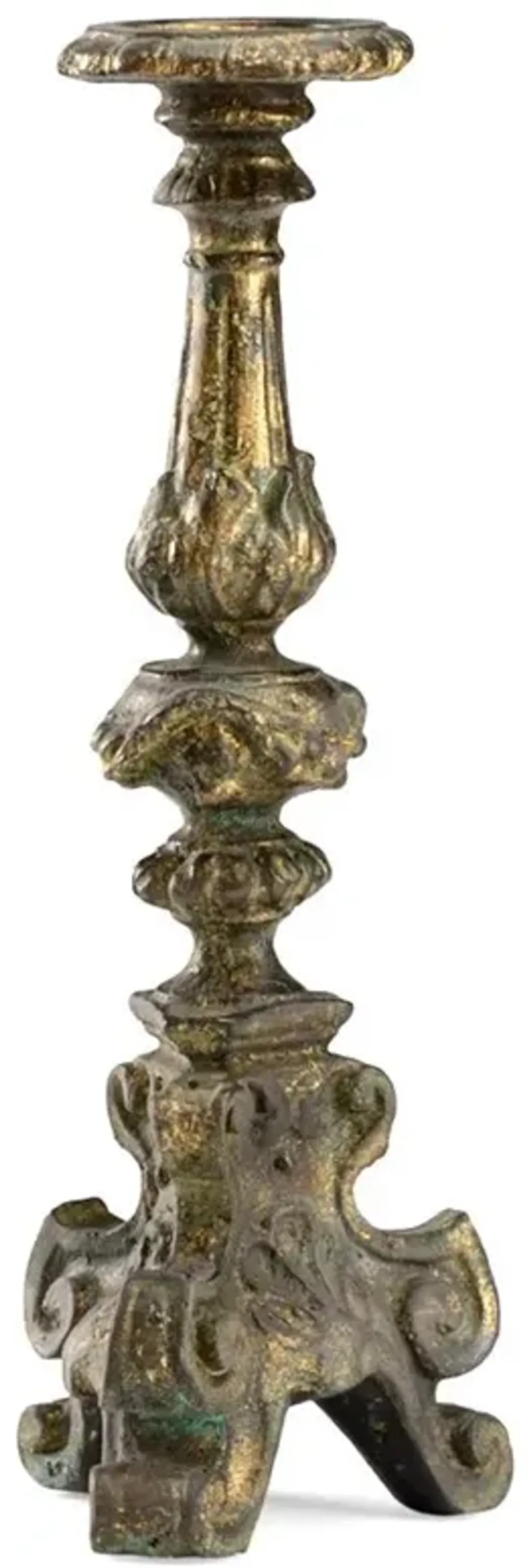 Orin French Country Antique Gold Cast Composite Ornate Candlestick Candleholder