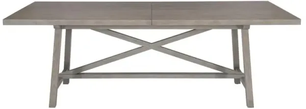 Anita French Light Brown Oak Wood Rectangular Extendable Dining Table - 88-124"W