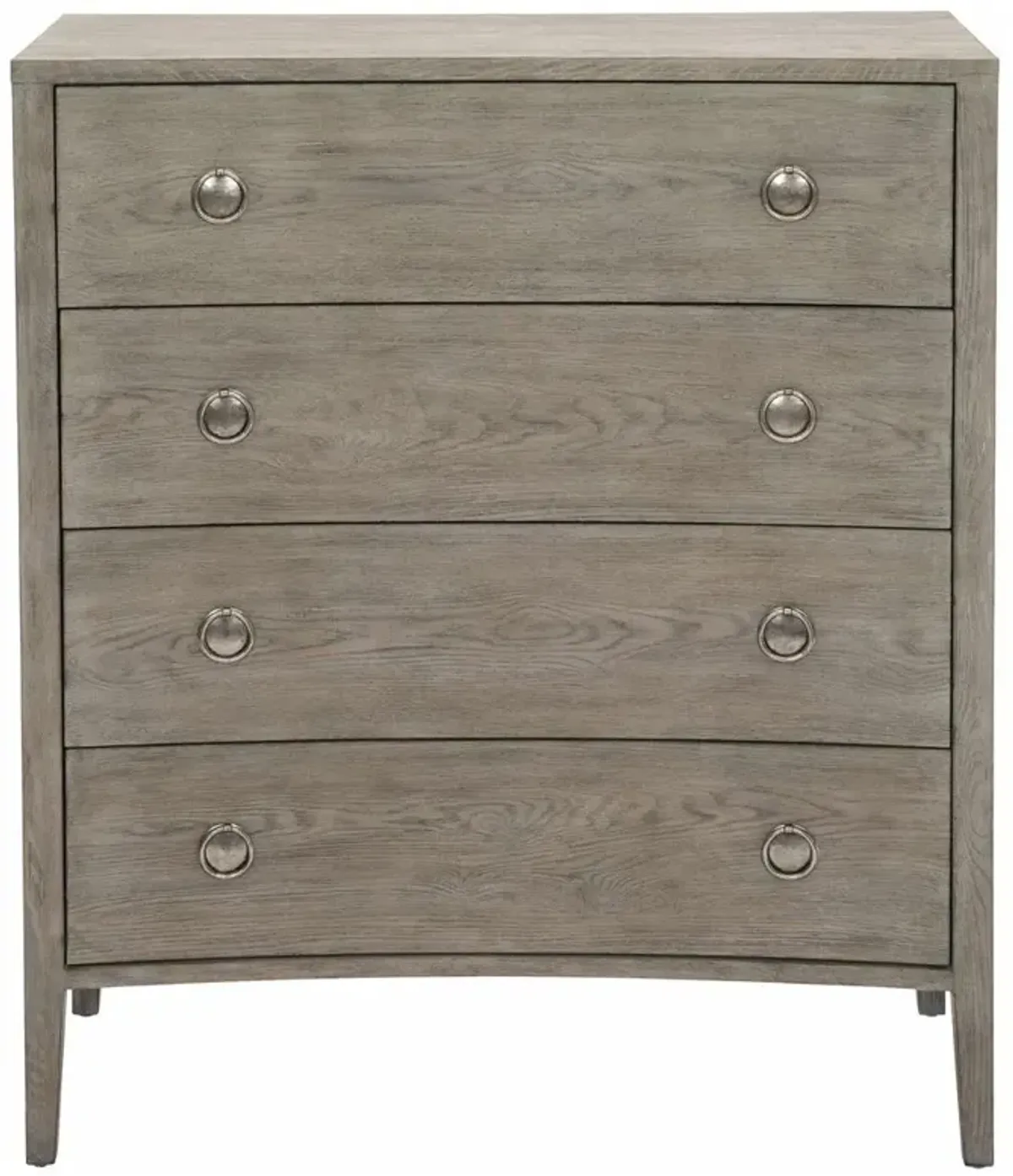 Anita French Country Light Brown Solid Oak Wood 4 Drawer Curved Tall Chest