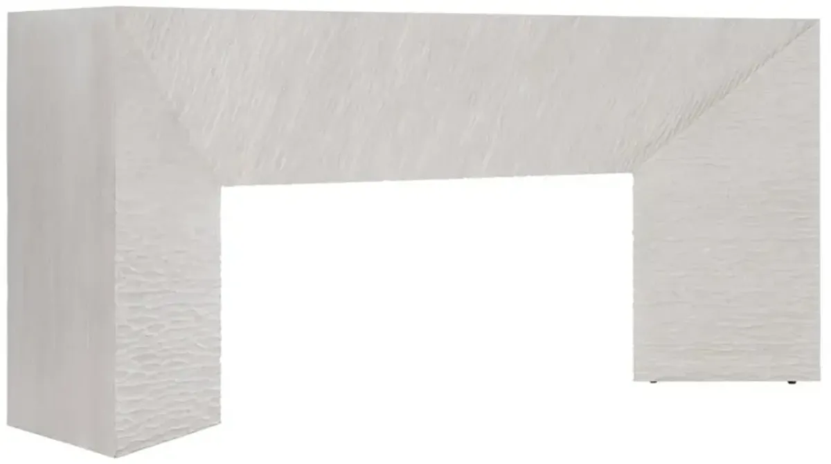 Lucilla French Country White Chiseled Resin Wood Top Rectangular Console Table