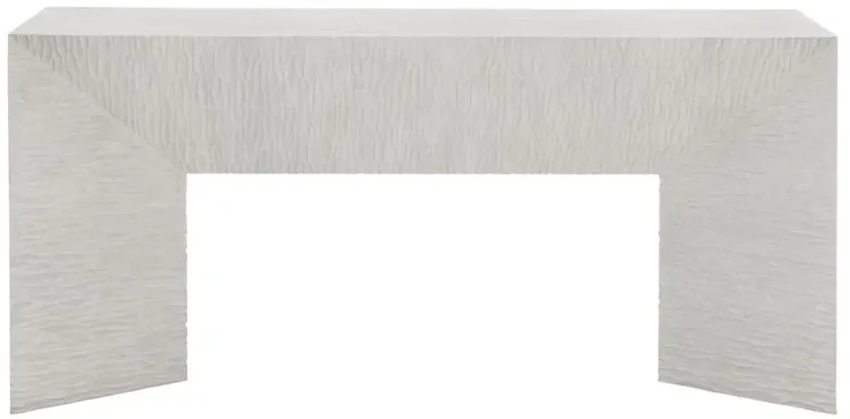 Lucilla French Country White Chiseled Resin Wood Top Rectangular Console Table