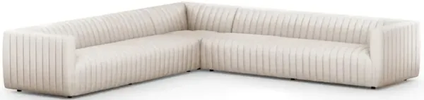 Leo Mid Century White Performance Tufted 3 Piece Sectional - 125.5"Wx125.5"W
