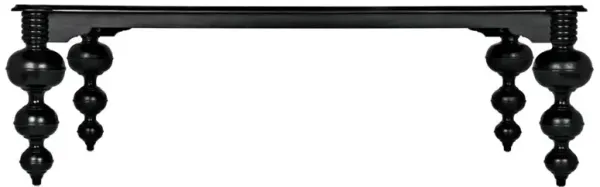 Calvin French Country Black Mahogany Wood Rectangular Dining Table - 99"W