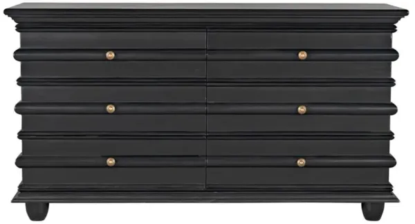 Torin French Country Hand Rubbed Black Mahogany Wood Double Dresser