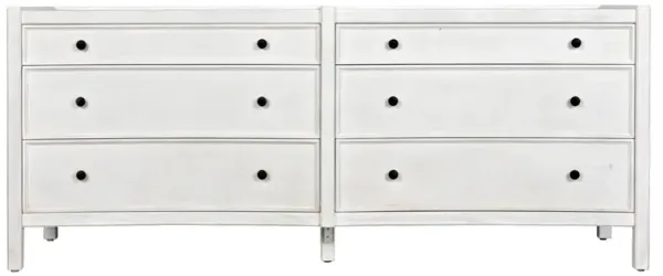 Helaena French Country Whitewash Mahogany Brass 6 Drawer Double Dresser