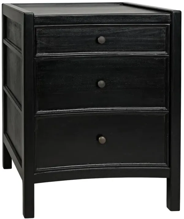 Helaena Rustic Lodge Black Mahogany Brass 3 Drawer Nightstand