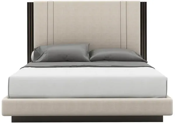 Zayla Modern Cream Performance Brown Birch Wood Bed - King