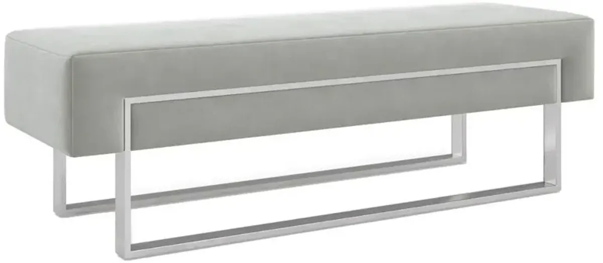 Ryker Modern Classic Grey Velvet Metal Bench