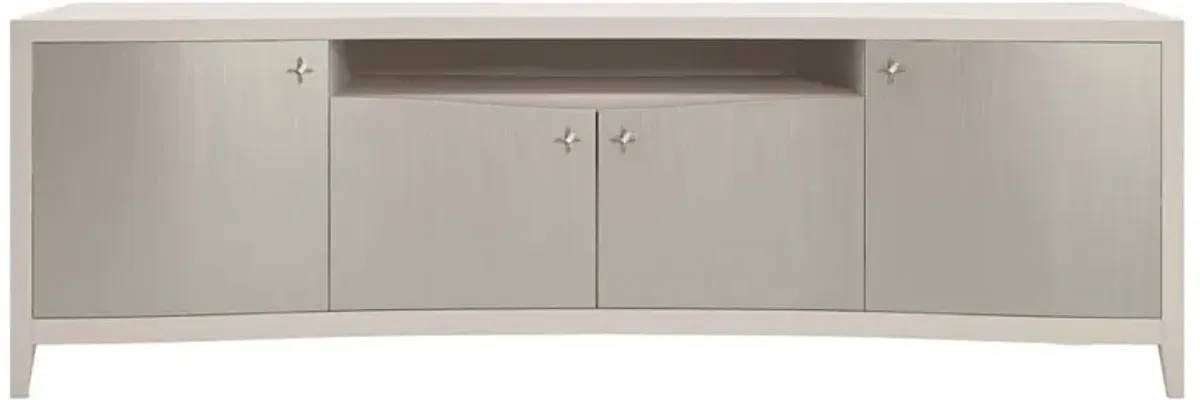 Ophelia French Country Matte Pearl Birch Wood Silver 4 Door Media Cabinet
