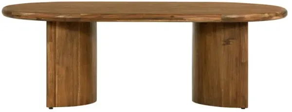 Paris Rustic Lodge Brown Acacia Wood Crescent Base Oval Coffee Table - Small