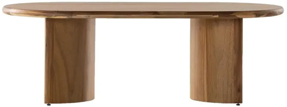 Paris Rustic Lodge Light Brown Acacia Crescent Base Oval Coffee Table - Small