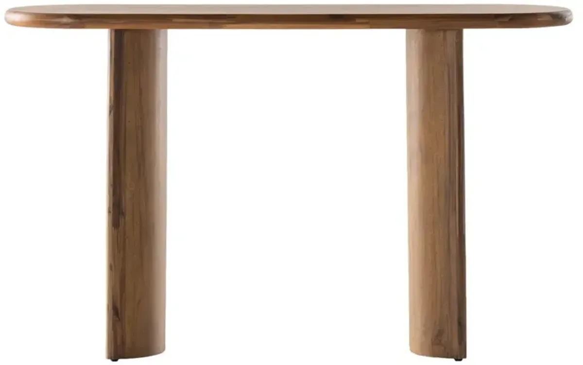 Paris Rustic Lodge Light Brown Acacia Wood Oval Console Table - 51"