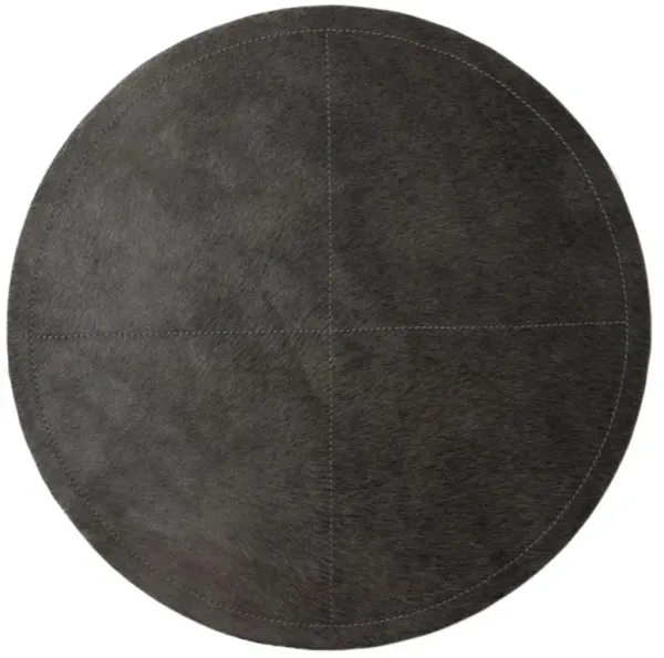 Tanner Rustic Lodge Black Hide Round Placemat - Set of 2