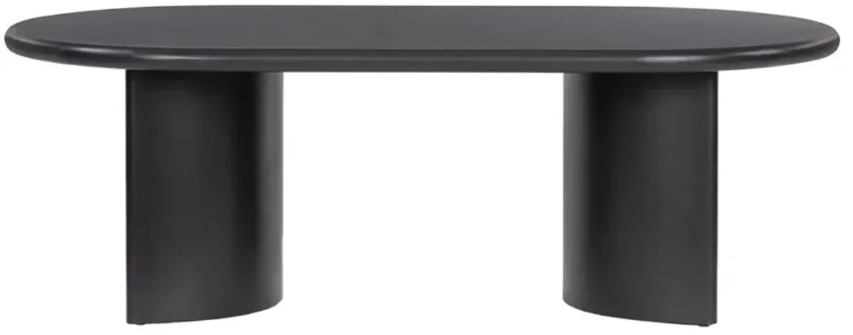 Paris Rustic Lodge Black Acacia Wood Crescent Base Oval Coffee Table