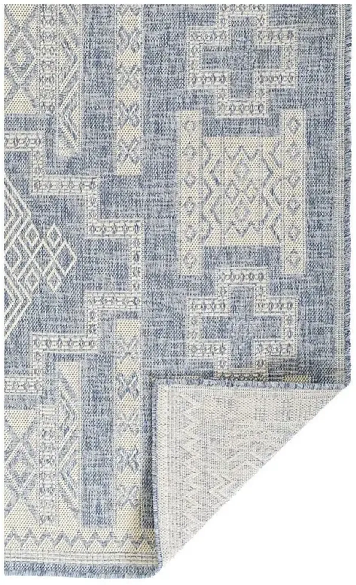 Abram Global Bazaar Blue Tribal Patterned Indoor Outdoor Rug - 2'7"x7'6"