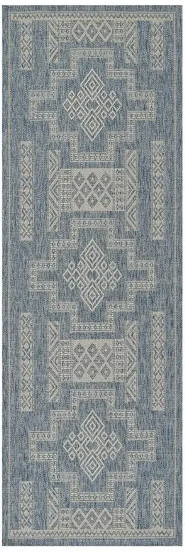 Abram Global Bazaar Blue Tribal Patterned Indoor Outdoor Rug - 2'7"x7'6"
