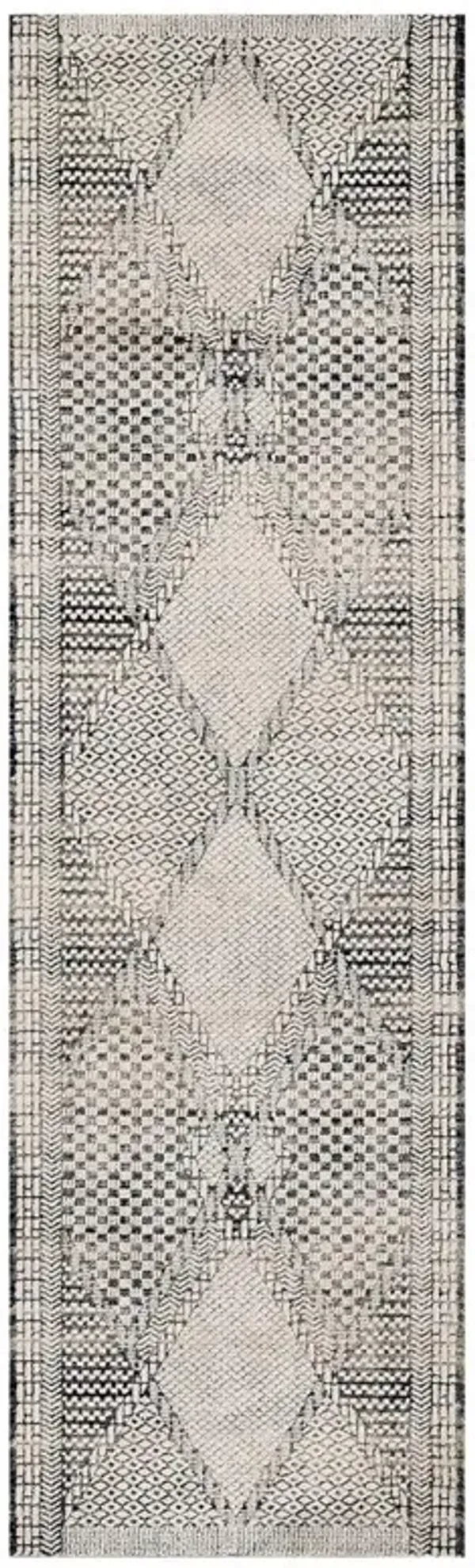 Laena Global Bazaar Cream Diamond Patterned Rug - 2'7"x7'6"