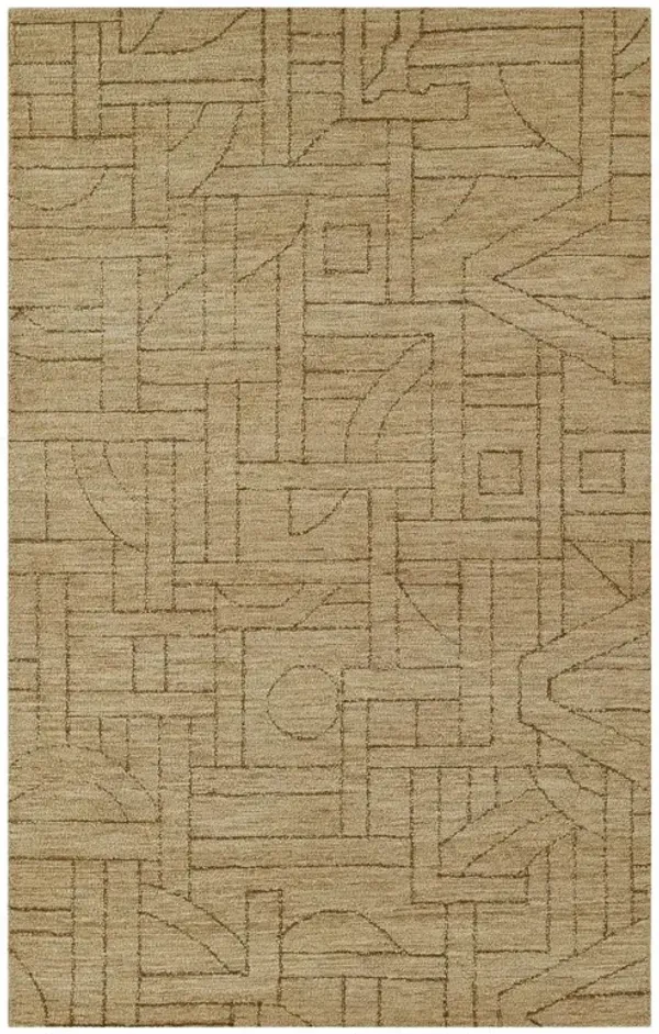 Syrax Modern Classic Brown Wool Geometric Patterned Rug - 2'x3'