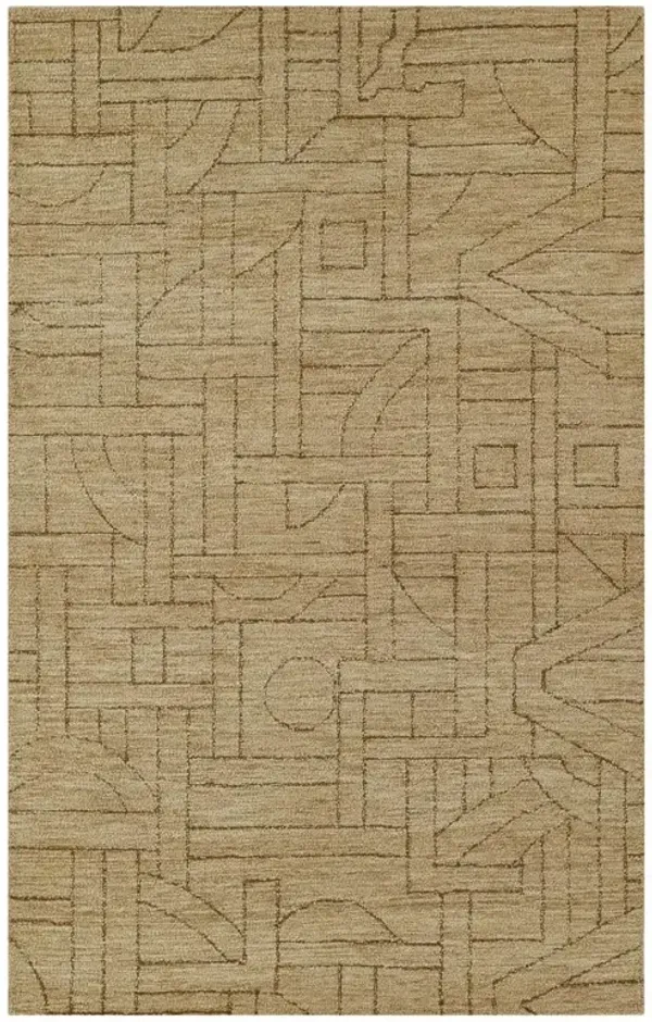 Syrax Modern Classic Brown Wool Geometric Patterned Rug - 9'x12'