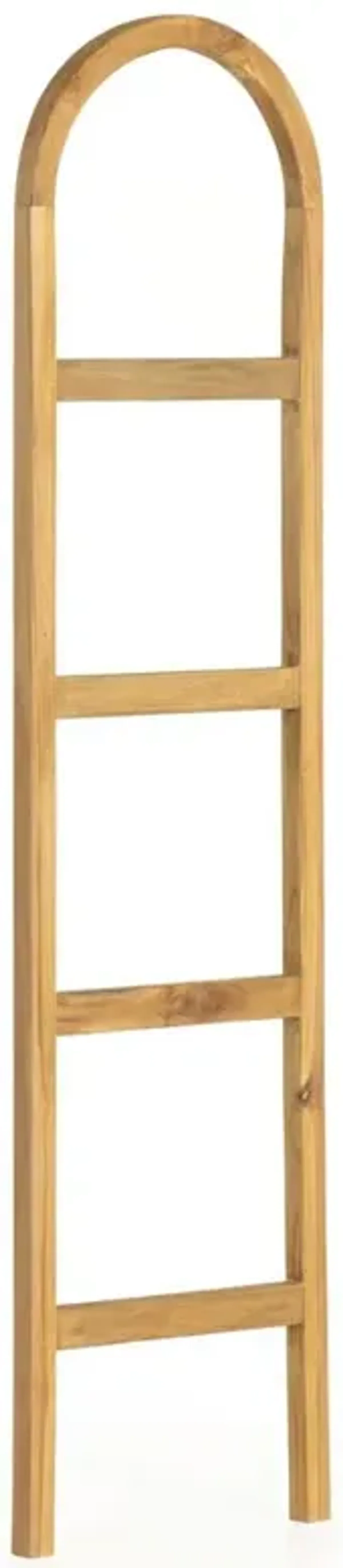 Preston Rustic Lodge Brown Teak Wood Arched Ladder Wall Shelf