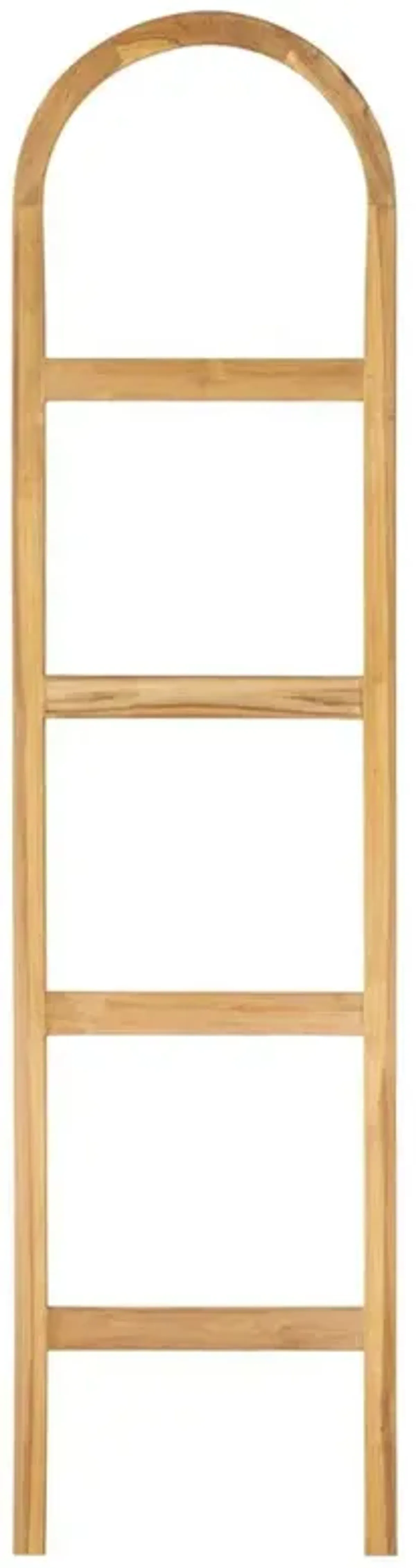 Preston Rustic Lodge Brown Teak Wood Arched Ladder Wall Shelf