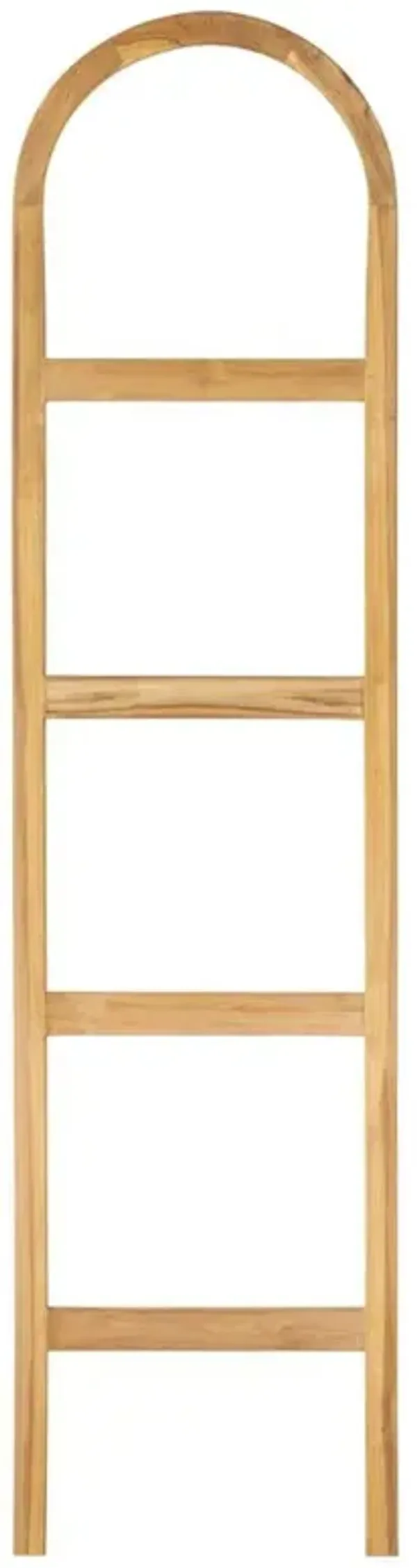 Preston Rustic Lodge Brown Teak Wood Arched Ladder Wall Shelf