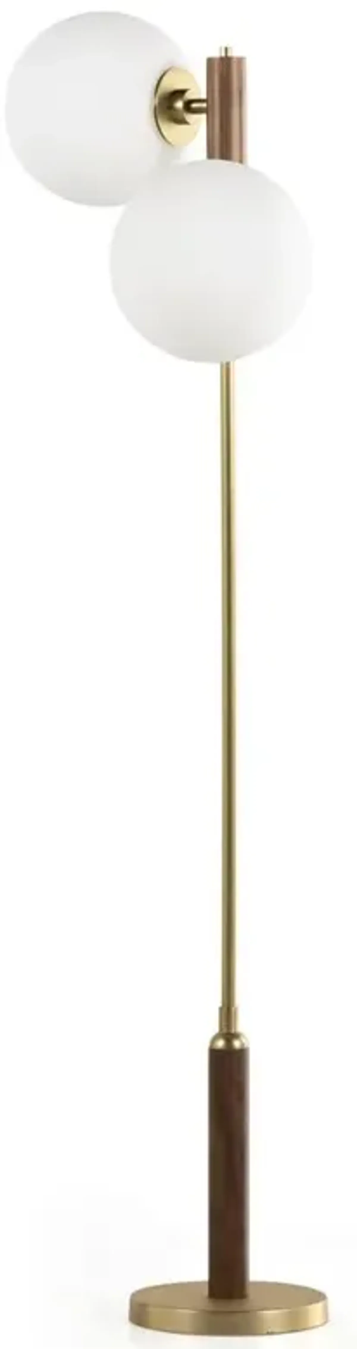 Miriam Mid Century Modern Aged Brass Metal Clear Glass Globe Column Floor Lamp
