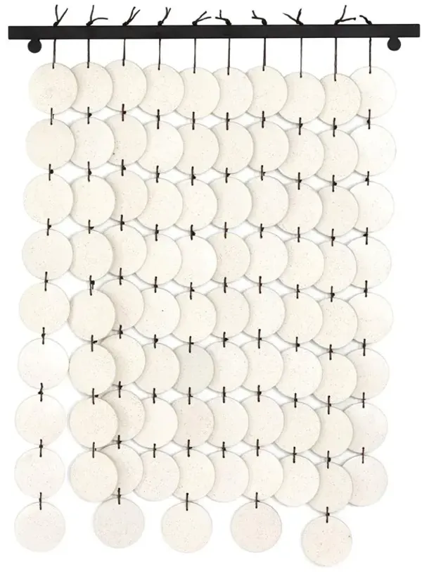 Christine Coastal Beach White Ceramic Discs Hanging Wall Decor