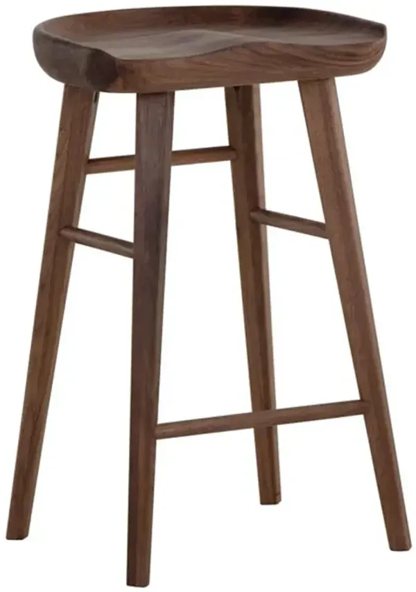 Anri Rustic Lodge Brown Walnut Wood Counter Stool