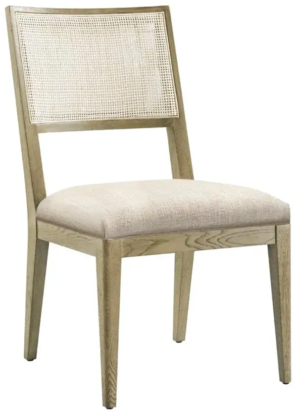 Kaia Beige Performance Cane Dune Brown Oak Dining Side Chair