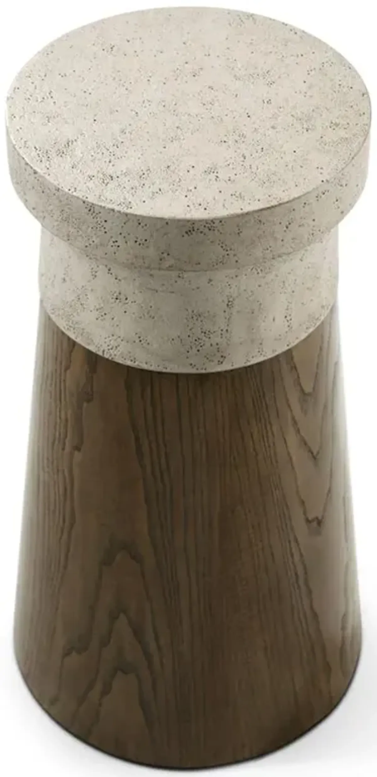 Kaia Grey Faux Stone Earth Brown Oak Accent Table - Small