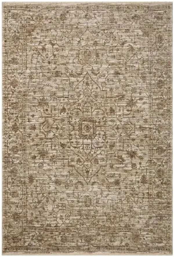 Sorrento Global Brown Bark Ushak Patterned Rug - 7'10"x7'10" Round