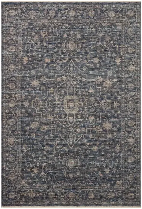 Sorrento Global Midnight Black Ushak Patterned Rug - 7'10"x7'10" Round
