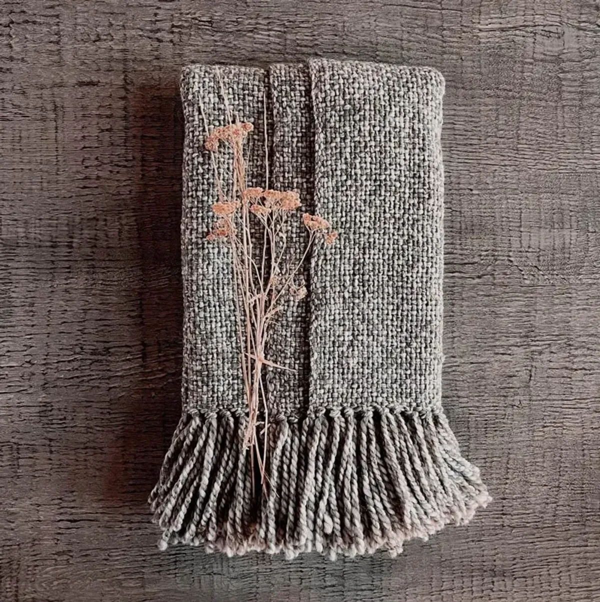 Maya Coastal Beach Grey Marble Pattern Wool Handwoven Throw Blanket