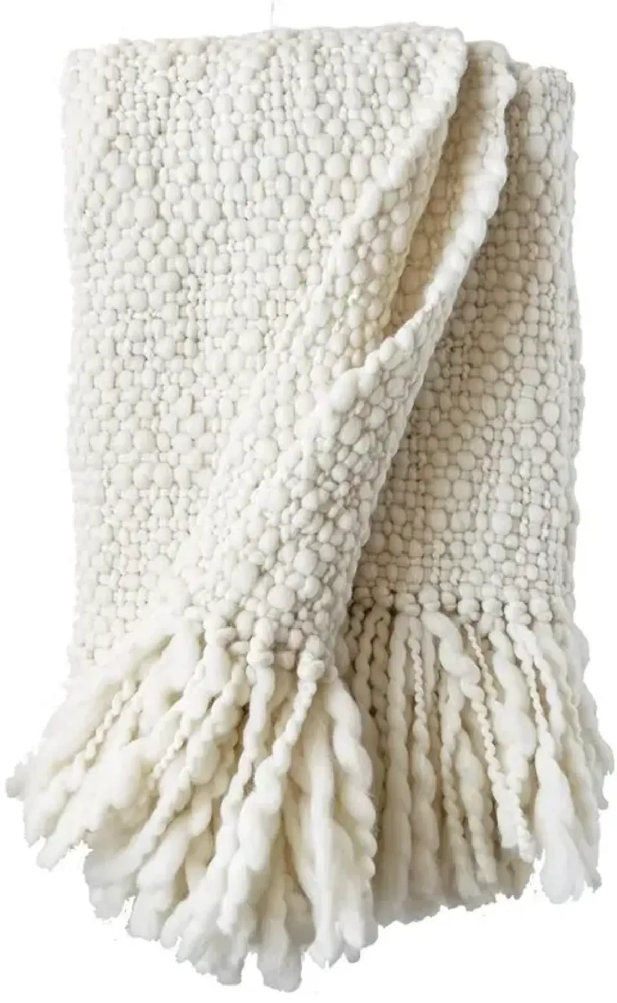 Sage Coastal Beach Bone Wool Handwoven Throw Blanket