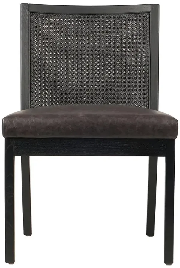 Annette Modern Classic Black Upholstered Leather Seat Wood Frame Dining Side Chair