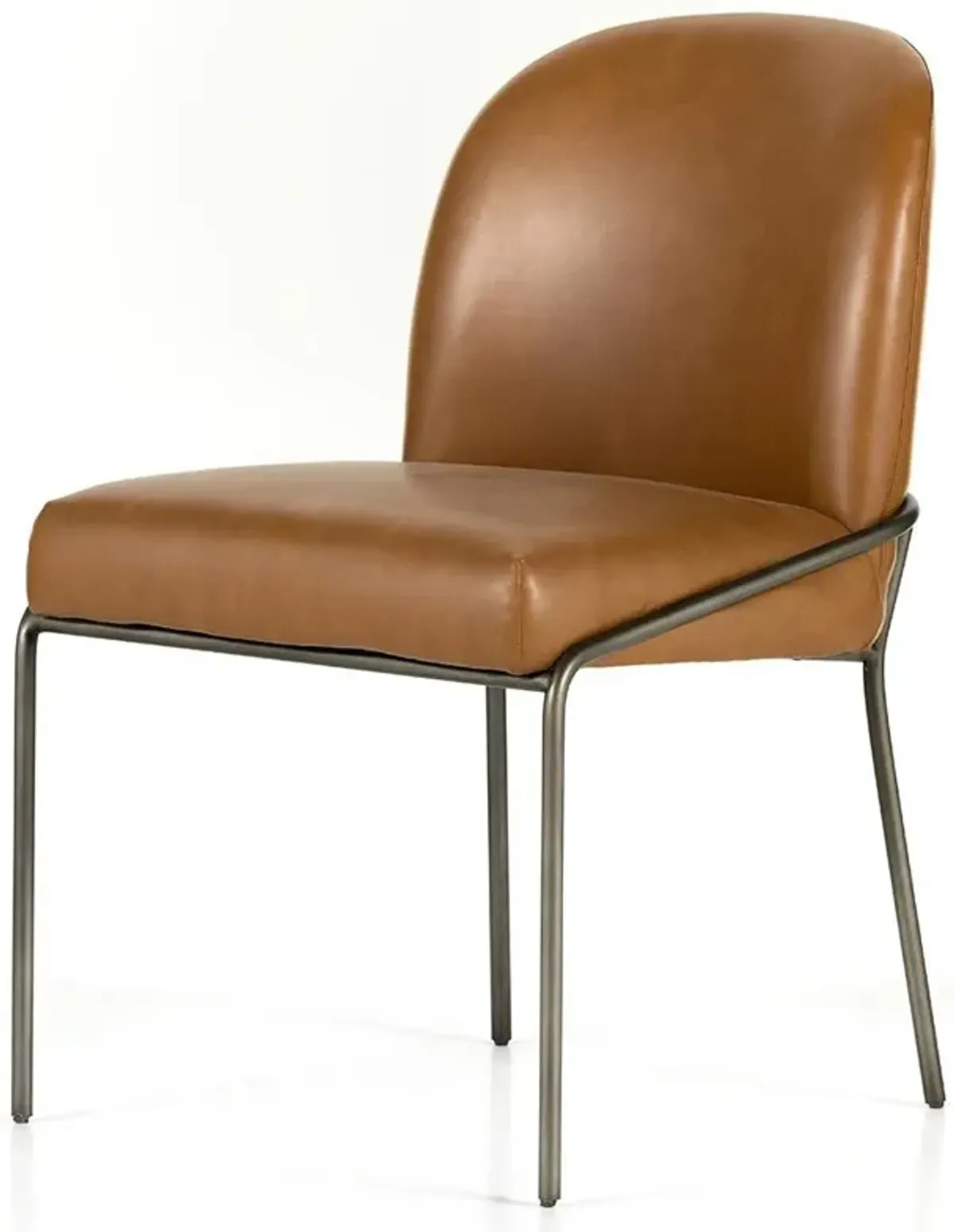 Astrid Industrial Loft Brown Upholstered Faux Leather Grey Iron Dining Side Chair