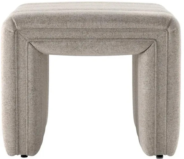 Leo Mid Century Modern Grey Upholstered Tufted Square Ottoman