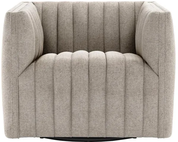 Leo Mid Century Modern Grey Upholstered Swivel Tufted Occasional Chair