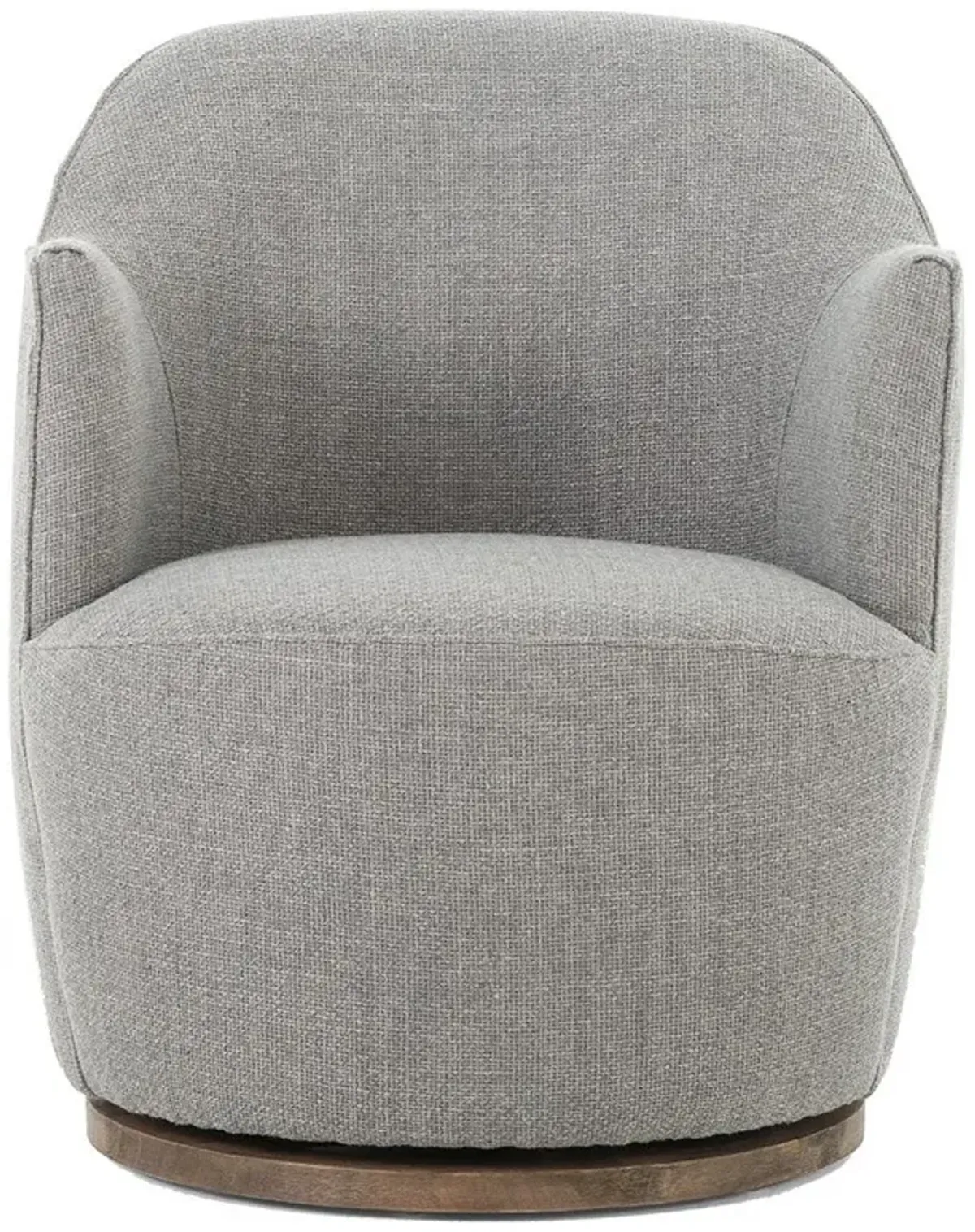 Samuel French Country Light Grey Performance Brown Wood Swivel Arm Chair