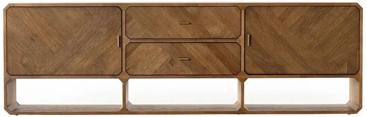 Joy Modern Classic Natural Ash Wood Media Cabinet - 86"