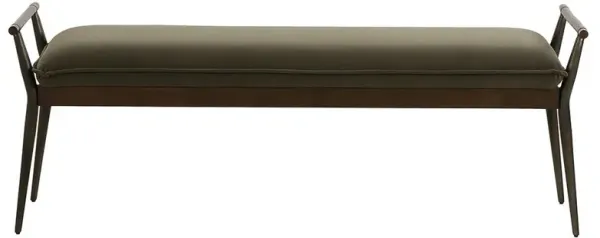 Mark Mid Century Dark Green Upholstered Velvet Black Steel Entryway Bench