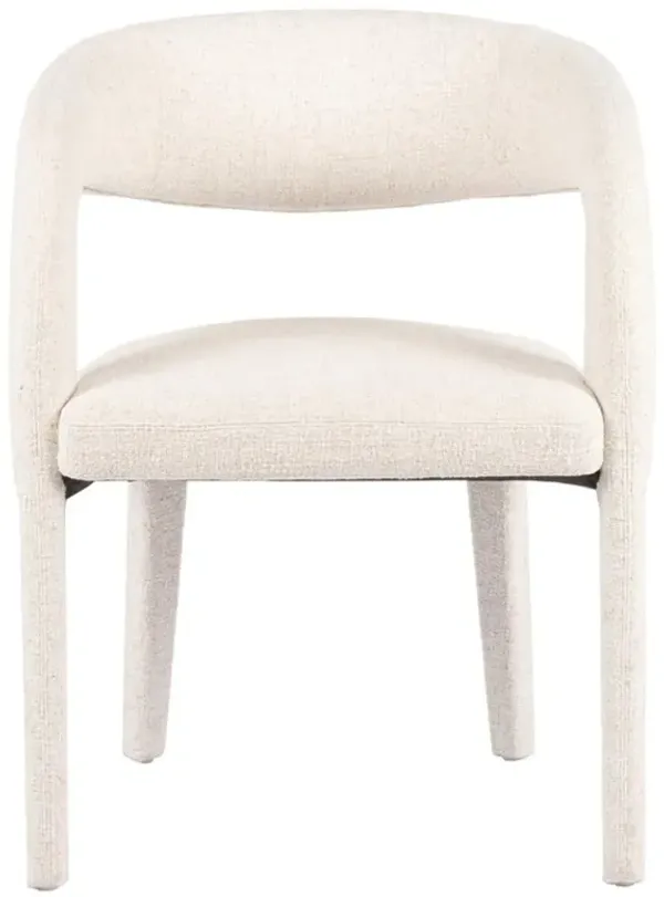 Alexander Mid Century Modern White Upholstered Dining Arm Chair