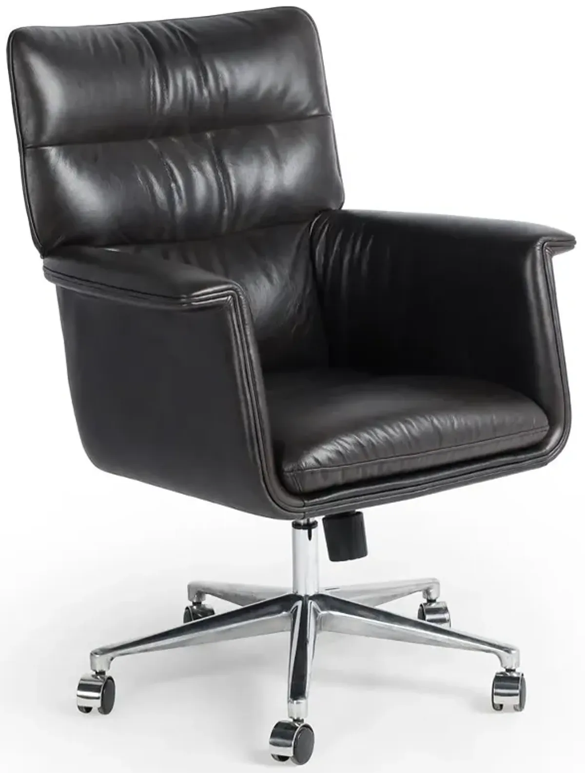 Arslan Industrial Loft Black Upholstered Leather Swivel Executive Office Chair