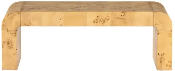 Cynthia Rustic Lodge Natural Burl Wood Curved Rectangular Coffee Table