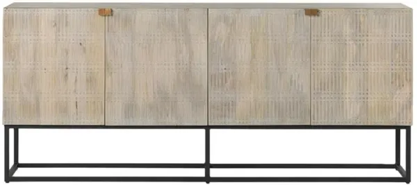 Madison Modern Classic Washed Grey Mango Wood Black Iron Sideboard